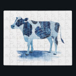 Kobalt Blue Farm Animals - Koe Puzzel<br><div class="desc">Kobalt Farm Animals I van Grace Popp. Biedt een koe in een diepe,  kobalt blauwe kleur met een verscheidenheid aan design,  patronen en vormen.</div>