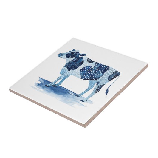 Kobalt Blue Farm Animals - Koe Tegeltje (Zijkant)