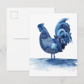 Kobalt Blue Farm Animals - Rooster Briefkaart (Voorkant / Achterkant)