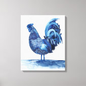 Kobalt Blue Farm Animals - Rooster Canvas Afdruk (Voorkant)