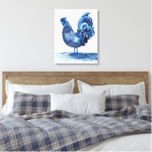 Kobalt Blue Farm Animals - Rooster Canvas Afdruk (Insitu (Slaapkamer))
