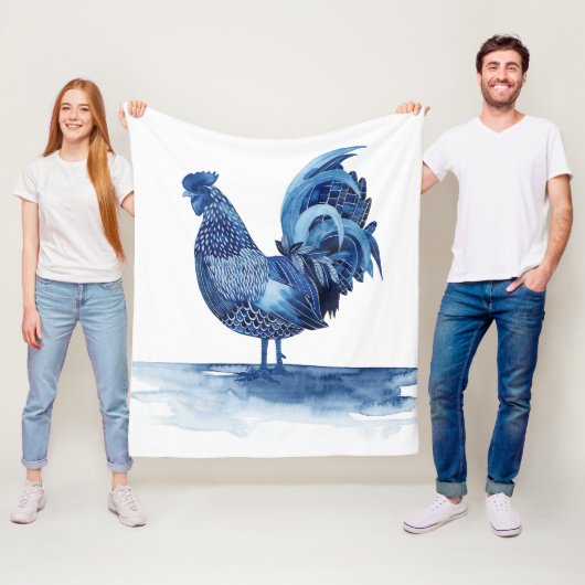 Kobalt Blue Farm Animals - Rooster Fleece Deken (In situ)