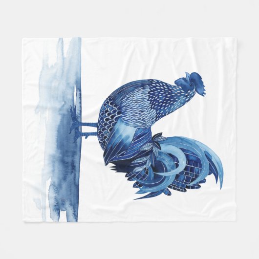 Kobalt Blue Farm Animals - Rooster Fleece Deken (Voorkant (Horizontaal))