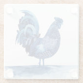 Kobalt Blue Farm Animals - Rooster Glazen Onderzetter (Achterkant)