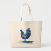 Kobalt Blue Farm Animals - Rooster Grote Tote Bag (Voorkant)