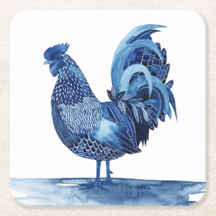 Kobalt Blue Farm Animals - Rooster Kartonnen Onderzetters