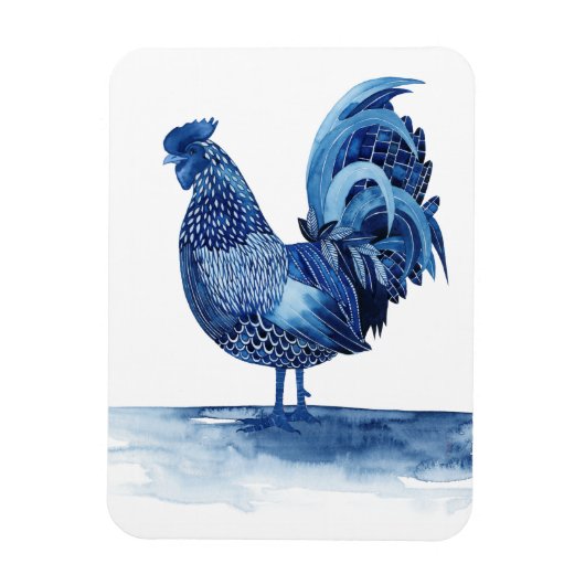 Kobalt Blue Farm Animals - Rooster Magneet (Verticaal)