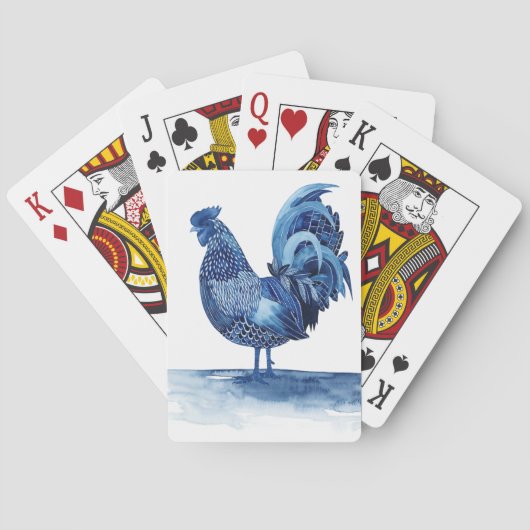 Kobalt Blue Farm Animals - Rooster Pokerkaarten (Achterkant)