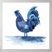 Kobalt Blue Farm Animals - Rooster Poster (Voorkant)