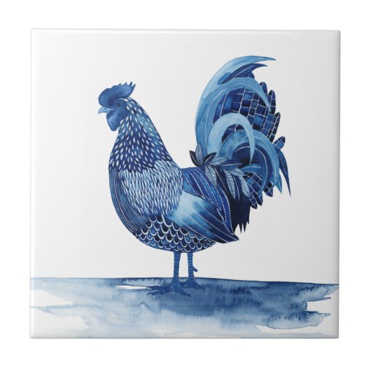 Kobalt Blue Farm Animals - Rooster Tegeltje (Voorkant)