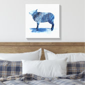 Kobalt Blue Farm Animals - Schapen Canvas Afdruk (Insitu (Slaapkamer))