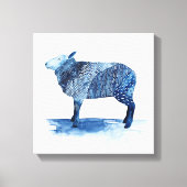 Kobalt Blue Farm Animals - Schapen Canvas Afdruk (Voorkant)