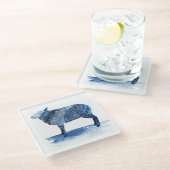 Kobalt Blue Farm Animals - Schapen Glazen Onderzetter (Schuin)