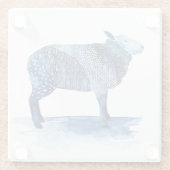 Kobalt Blue Farm Animals - Schapen Glazen Onderzetter (Achterkant)
