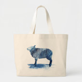 Kobalt Blue Farm Animals - Schapen Grote Tote Bag (Voorkant)