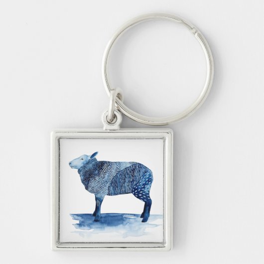 Kobalt Blue Farm Animals - Schapen Sleutelhanger (Voorkant)