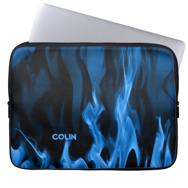 Kobalt Blue Flames | Gepersonaliseerd Laptop Sleeve (Voorkant)