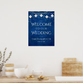 Kobalt Blue Fleur de Lis Light | Welkom bruiloft Poster (Keuken)