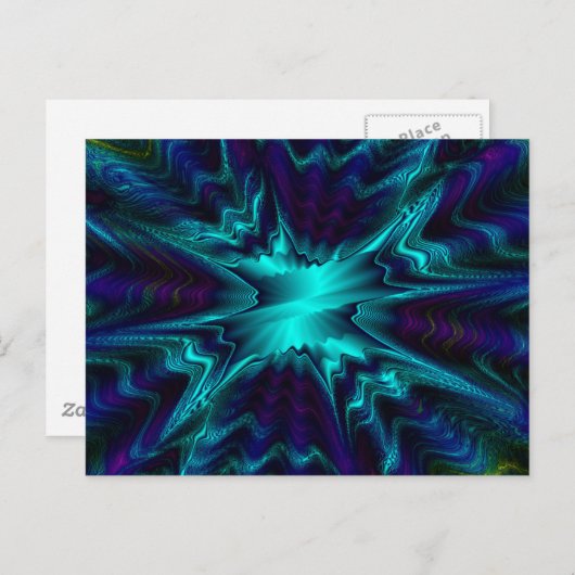 Kobalt Blue Fractal Briefkaart (Voorkant / Achterkant)