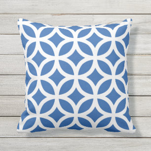Kobalt Blue Geometric Pattern Kussens buitenshuis