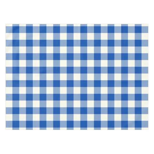 Kobalt Blue Gingham / Buffalo Check Tablecloth Tafelkleed (Voorkant (Horizontaal))