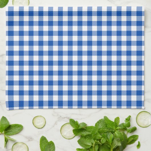 Kobalt Blue Gingham Pattern Kitchen Towels Theedoek (Gevouwen)