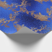 Kobalt Blue Glass Old Gold Wreatmetalen Cadeaupapier (Hoek)