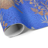 Kobalt Blue Glass Old Gold Wreatmetalen Cadeaupapier (Rol Hoek)