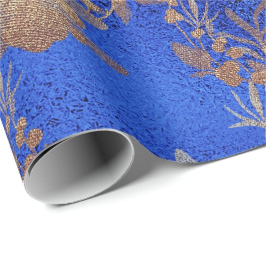 Kobalt Blue Glass Old Gold Wreatmetalen Cadeaupapier (Rol Hoek)