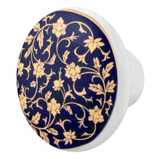 kobalt Blue & Gold Ceramic Drawer Pull Keramische Knop (Rechts)