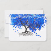 Kobalt Blue Heart Leaf Tree Weddenschap RSVP Kaartje (Achterkant)