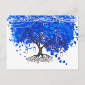 Kobalt Blue Heart Leaf Tree Weddenschap RSVP Uitnodiging Briefkaart (Voorkant)
