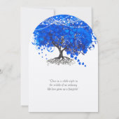 Kobalt Blue Heart Leaf Tree Wedding Kaart (Achterkant)