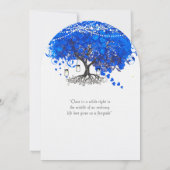 Kobalt Blue Heart Leaf Tree Wedding Kaart (Achterkant)