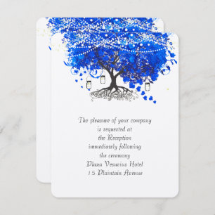 Kobalt Blue Heart Leaf Tree Wedding Kaart