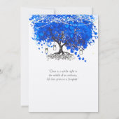 Kobalt Blue Heart Leaf Tree Wedding Kaart (Achterkant)