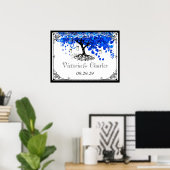 Kobalt Blue Heart Leaf Tree Wedding Poster (Thuiskantoor)