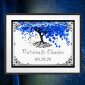 Kobalt Blue Heart Leaf Tree Wedding Poster