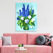 Kobalt Blue Hyacinths en Hydrangeas Canvas Afdruk (Insitu (Woonkamer))