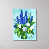 Kobalt Blue Hyacinths en Hydrangeas Canvas Afdruk (Voorkant)