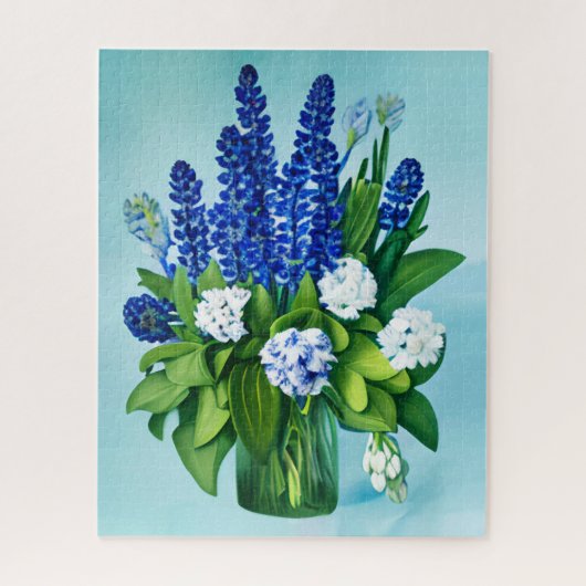 Kobalt Blue Hyacinths en Hydrangeas Legpuzzel (Verticaal)