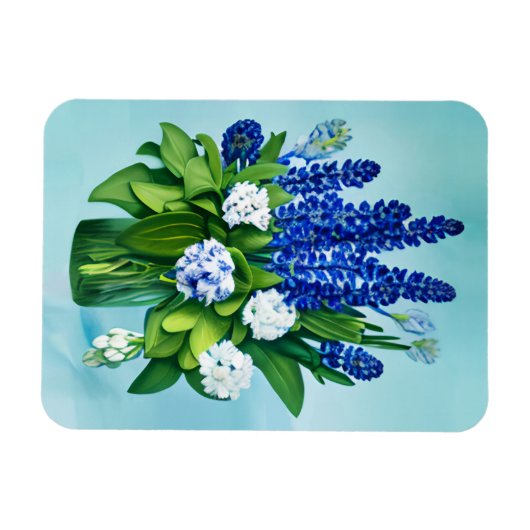 Kobalt Blue Hyacinths en Hydrangeas Magneet (Horizontaal)