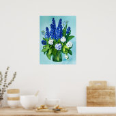 Kobalt Blue Hyacinths en Hydrangeas Poster (Keuken)