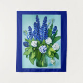 Kobalt Blue Hyacinths en Hydrangeas Wandkleed (Voorkant)
