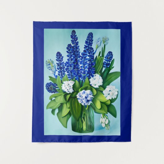 Kobalt Blue Hyacinths en Hydrangeas Wandkleed (Voorkant)