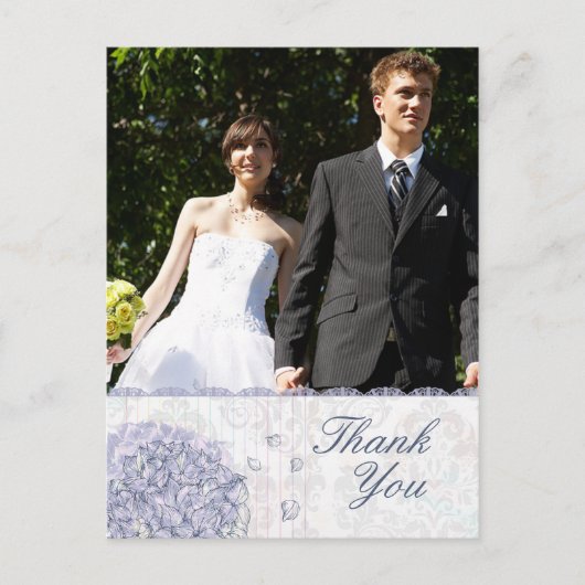 Kobalt blue hydrangea flower bruiloft bedankt u briefkaart (Voorkant)