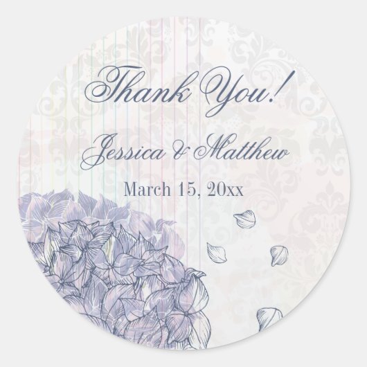 Kobalt blue hydrangea flower bruiloft bedankt u ronde sticker (Voorkant)
