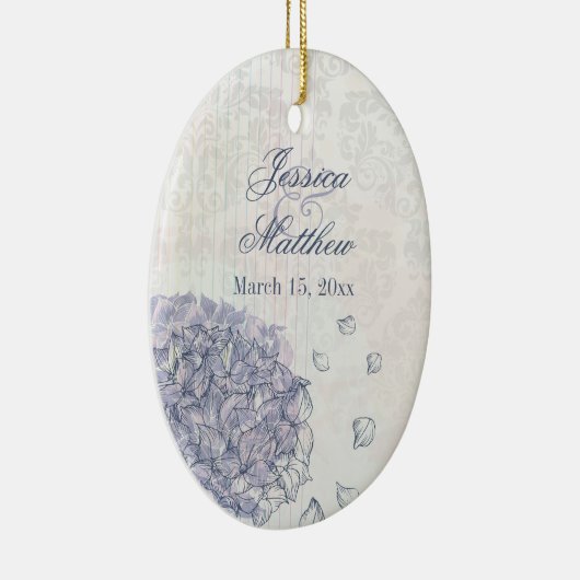 Kobalt blue hydrangea flower bruiloft keramisch ornament (Rechts)