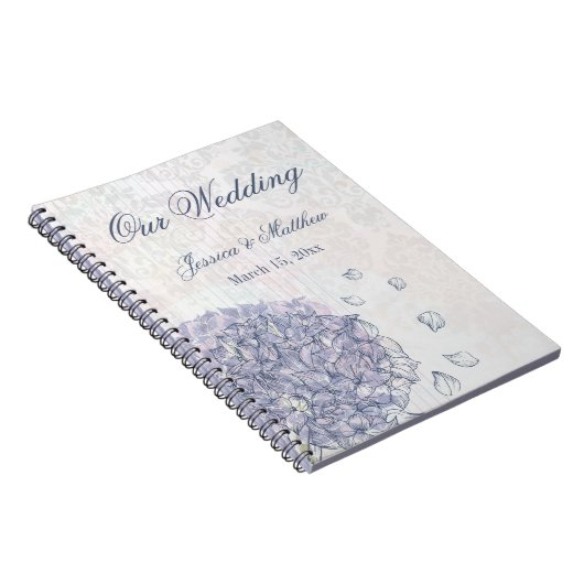 Kobalt blue hydrangea flower trouwplanner notitieboek (Rechterzijde)