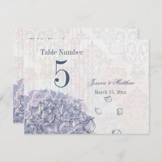 Kobalt blue hydrangea flower trouwtnummer briefkaart (Voorkant / Achterkant)